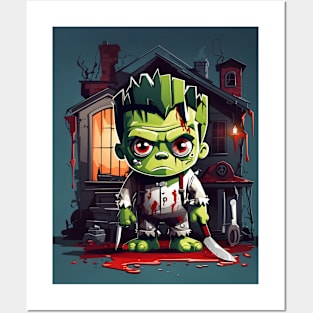 Cute Halloween Frankenstein Posters and Art